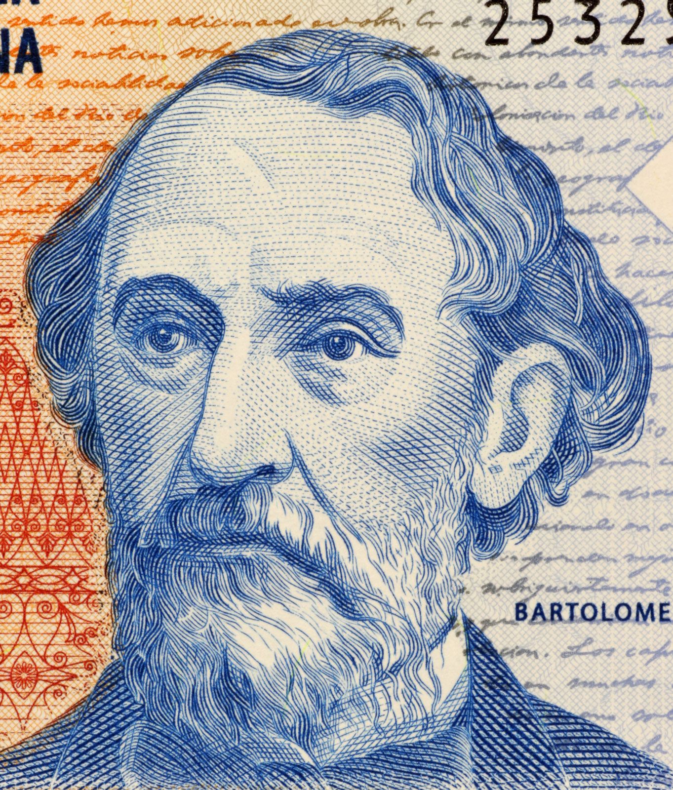 Εικόνα του Mitre σε χαρτονόμισμα της Αργεντινής